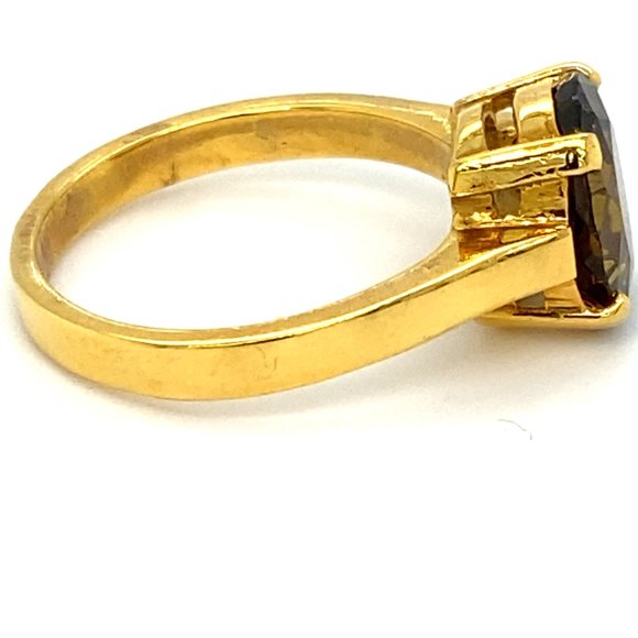 Green Yellow Tourmaline 3.03ct Solid 18K Gold Ring - Picture 3 of 6